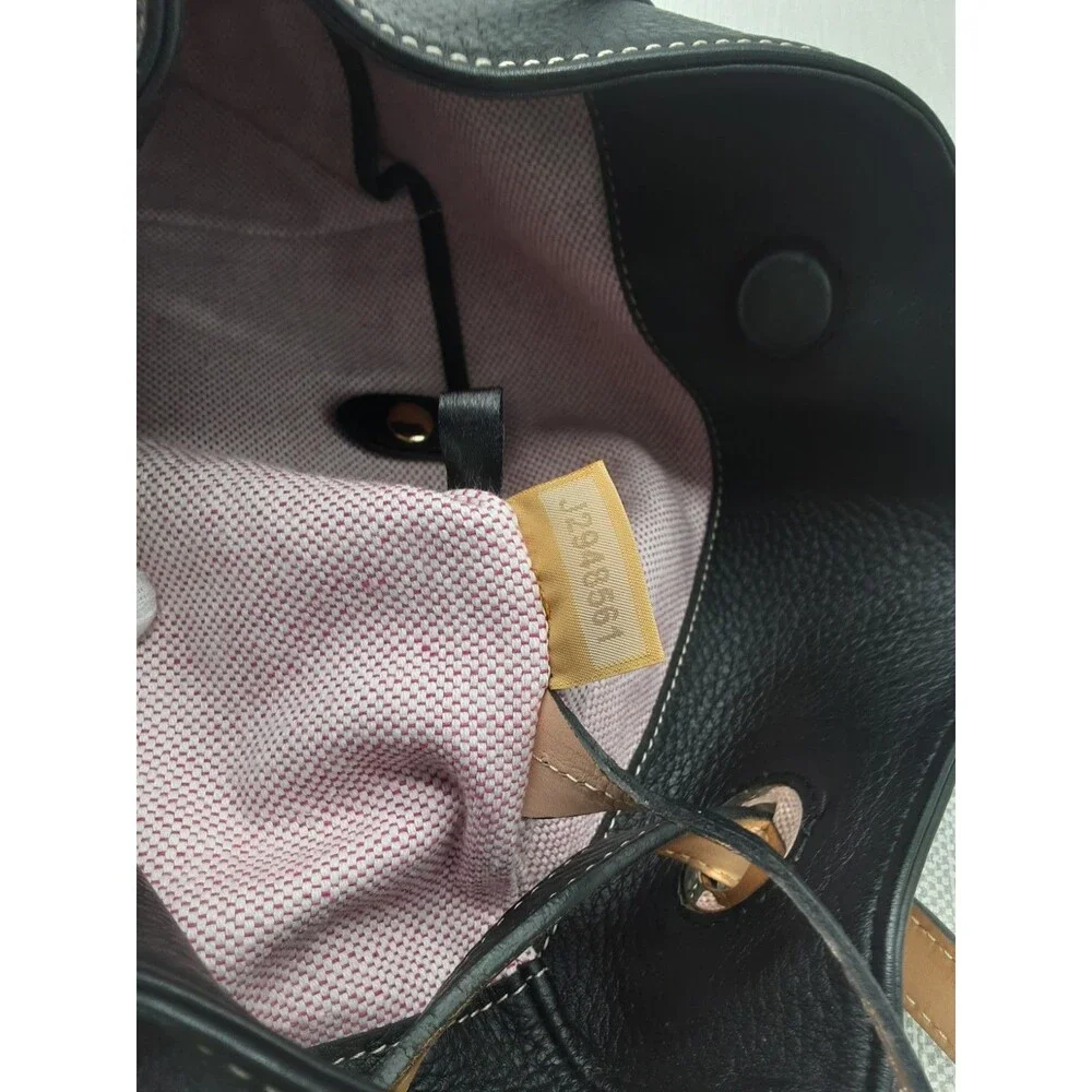 Dooney & Bourke Tote Shoulder Bag Grommet Black Pebbled Leather J2948561